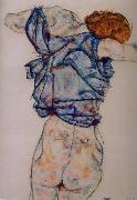 Egon Schiele kvinna under avkladning Spain oil painting artist